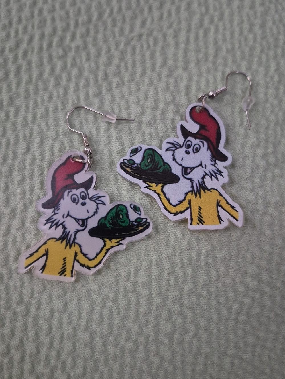 New Dr. Seuss Green Eggs Dangle Earrings